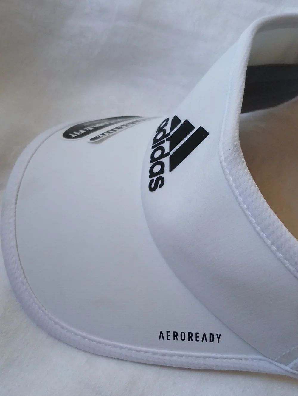 Adidas White Gray Aeroready Adjustable Visor Black Logo Hat